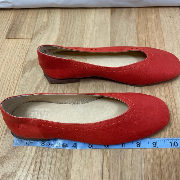 Frye Claire Leather Flats Red 6.5 Ballet Loafer Artsy Sophisticated Career Class - Picture 11 of 15